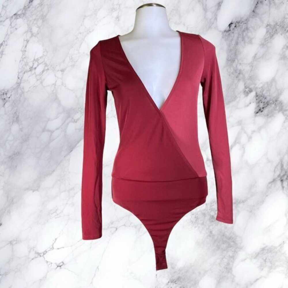 Camila Coelho Avrile Split Colorblock Bodysuit in Scarlet